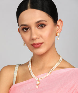 Natural Fresh Water Real Double String Pearl Set With Certificate