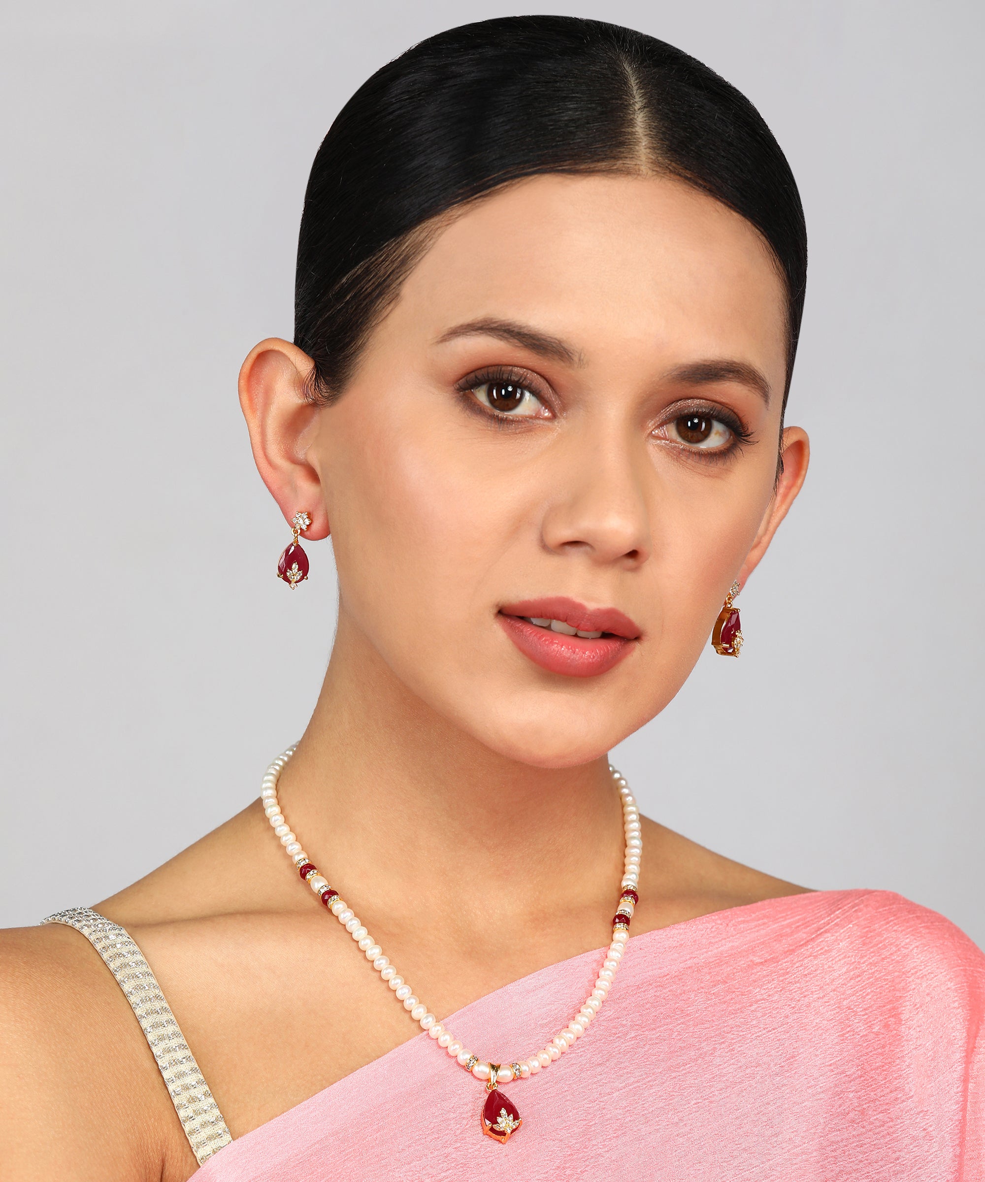 Real Natural Fresh Water Pearl Set With Certificate(D.No ADPRLS949)