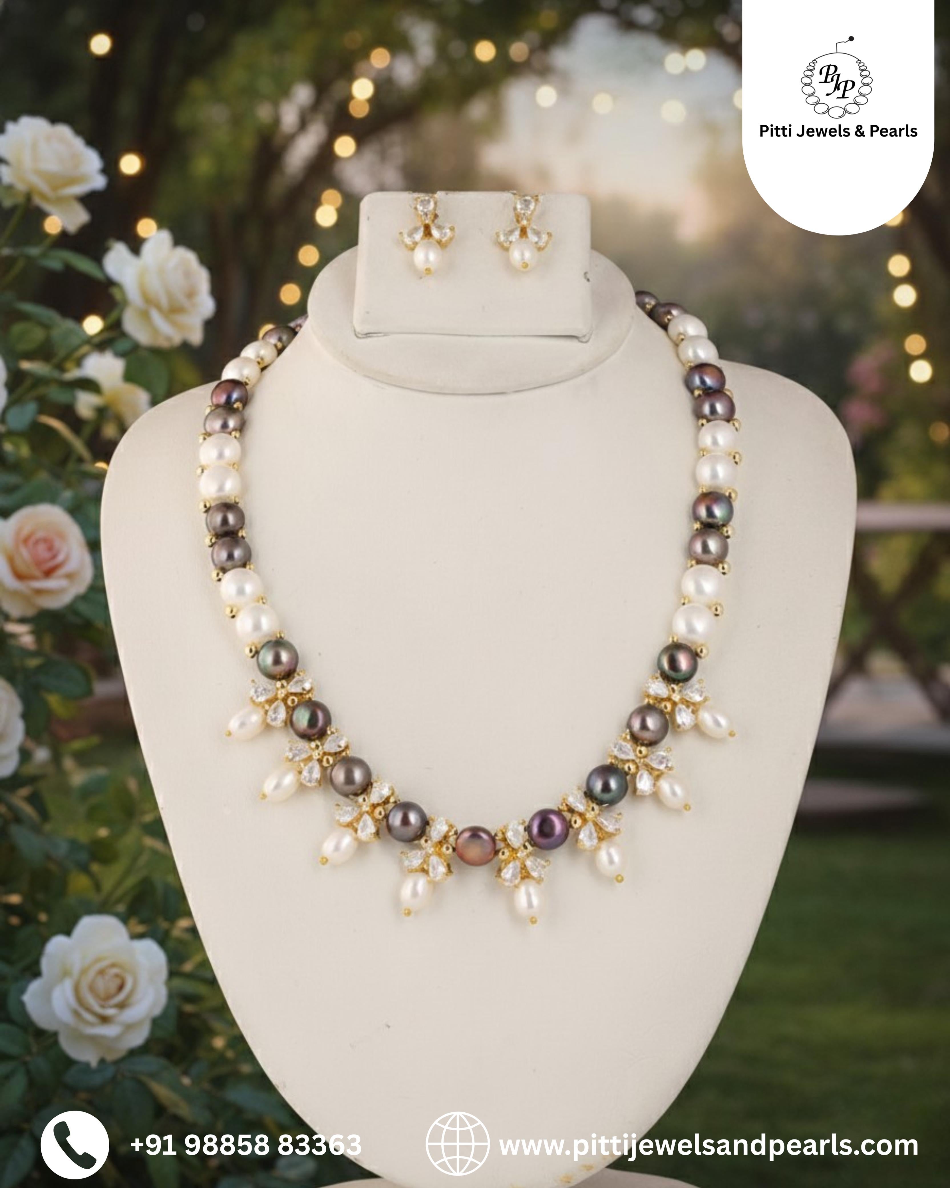 Authentic Real Natural Fresh water Button Pearl Set – With Certificate (D.No ADPRLS2495)