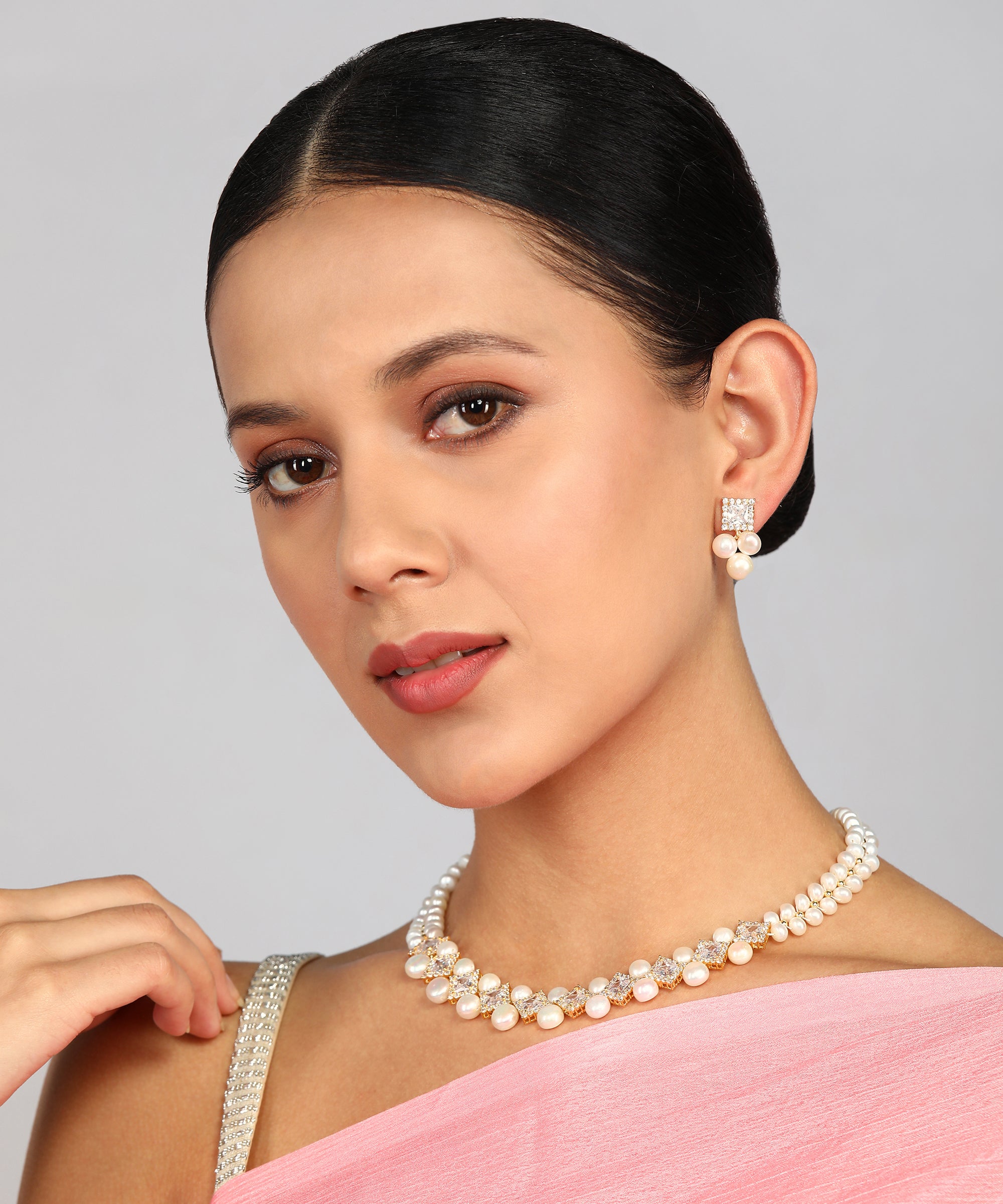 Real Natural Fresh Water Pearl Set With Certificate(D.No ADPRLS964)