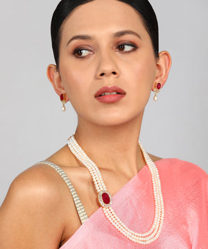 Real Natural Fresh Water Pearl Set With Certificate(D.No ADPRLS937)