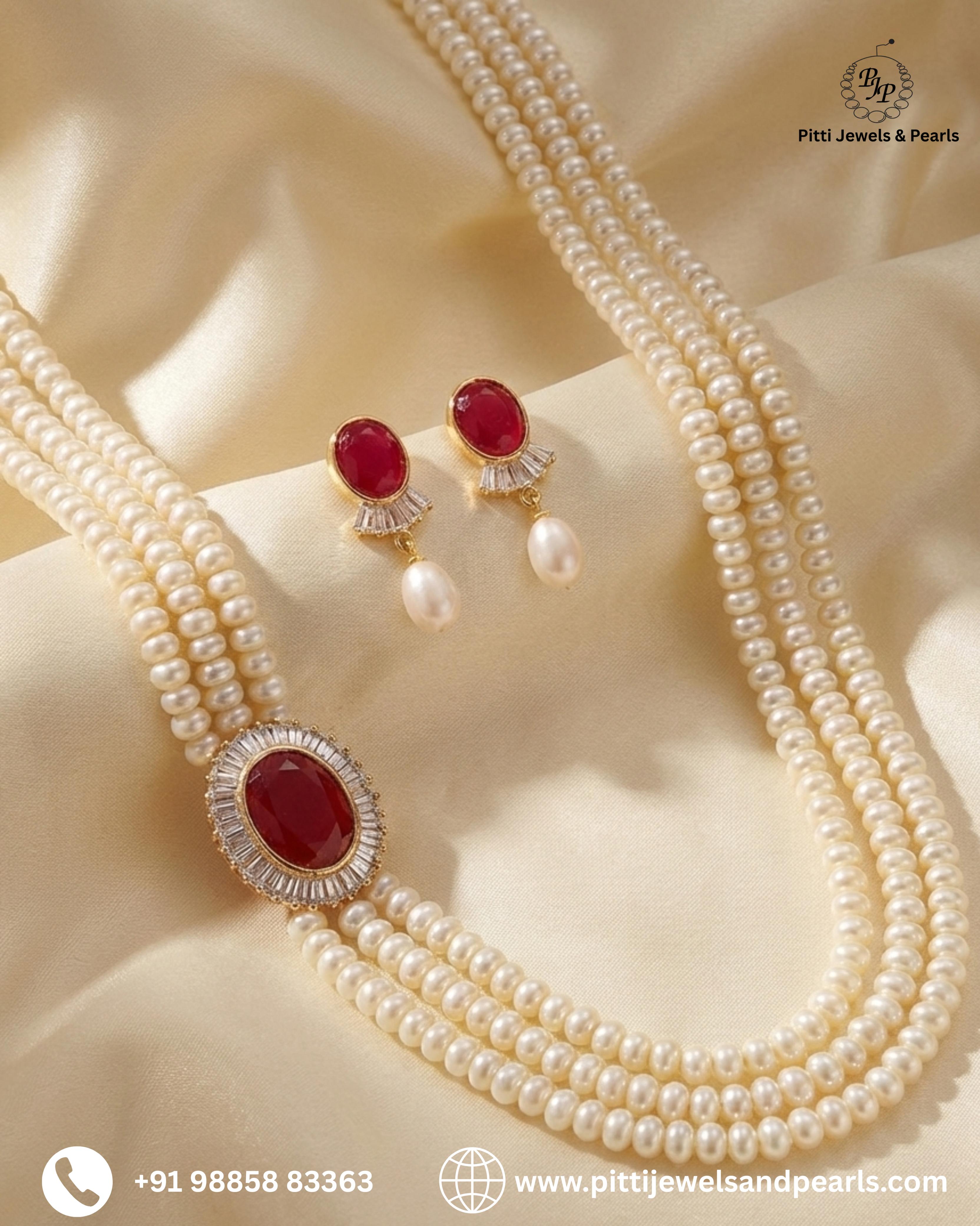 Real Natural Fresh Water Pearl Set With Certificate(D.No ADPRLS937)