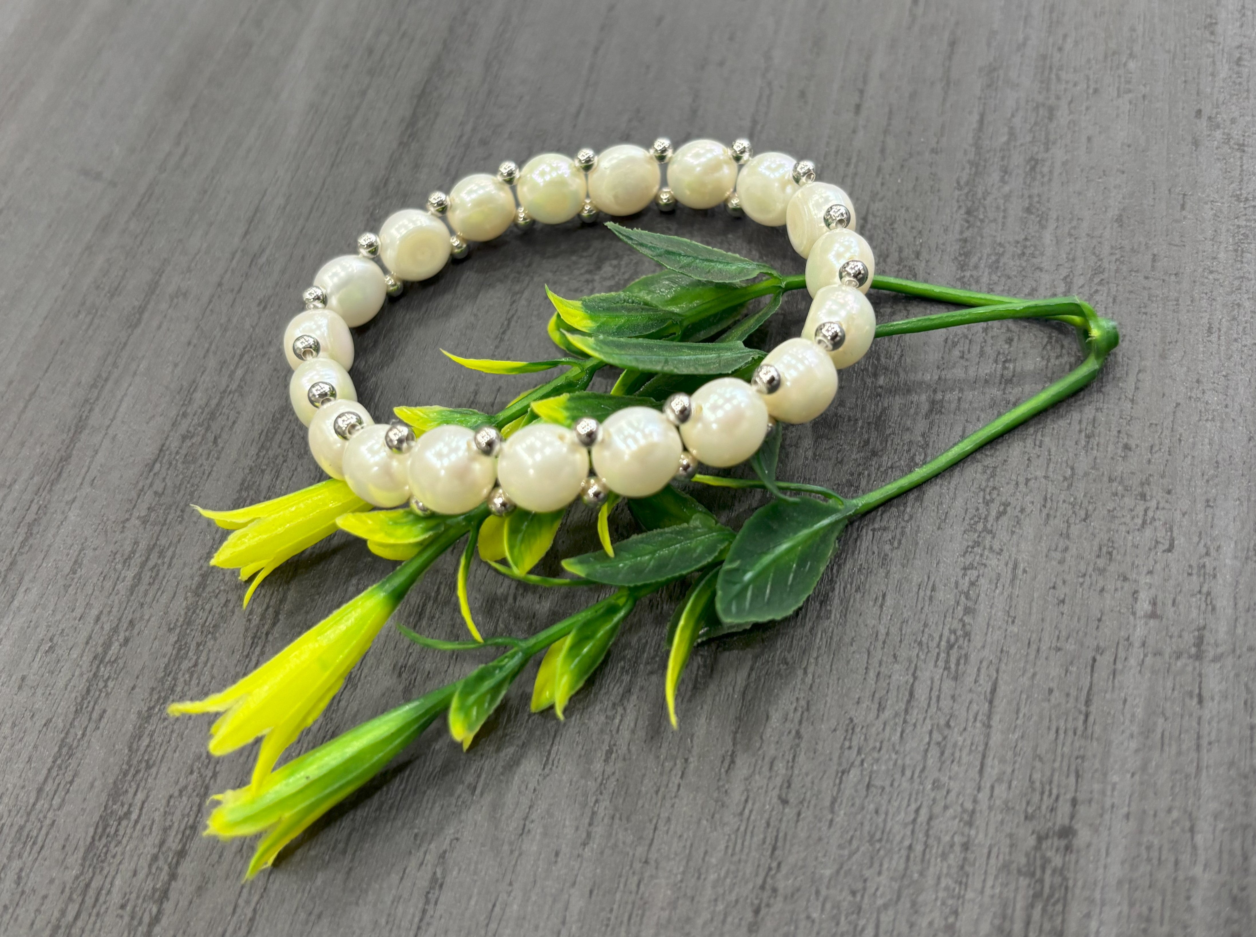 Authentic Real Natural Fresh Water Button Pearl Bracelet With Certificate(D.No ADBLS233)