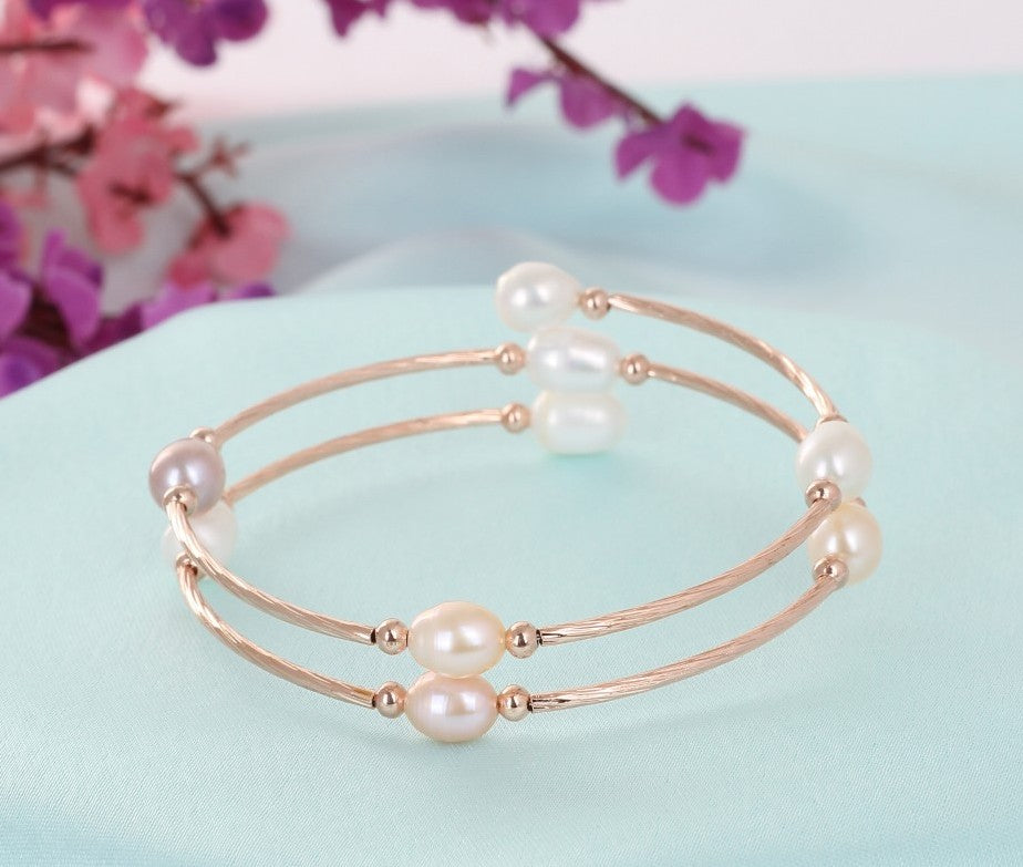 Authentic Real Natural Fresh Water Pearl Bracelet With Certificate(D.No ADBLS314)