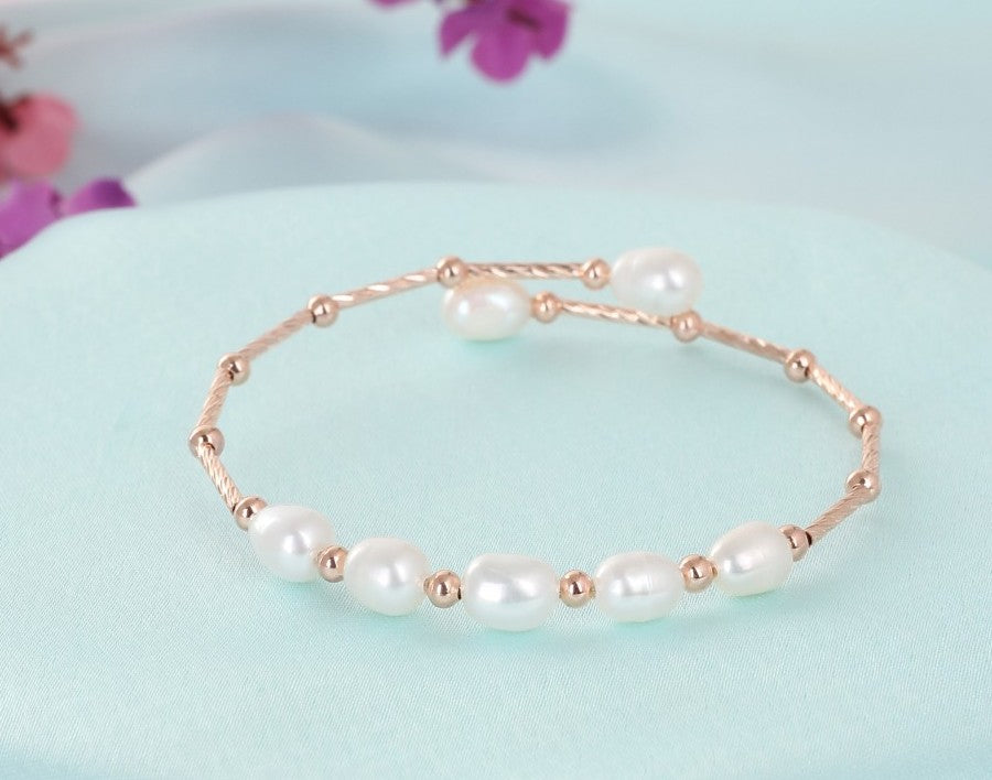 Authentic Real Natural Fresh Water Pearl Bracelet With Certificate(D.No ADBLS316)