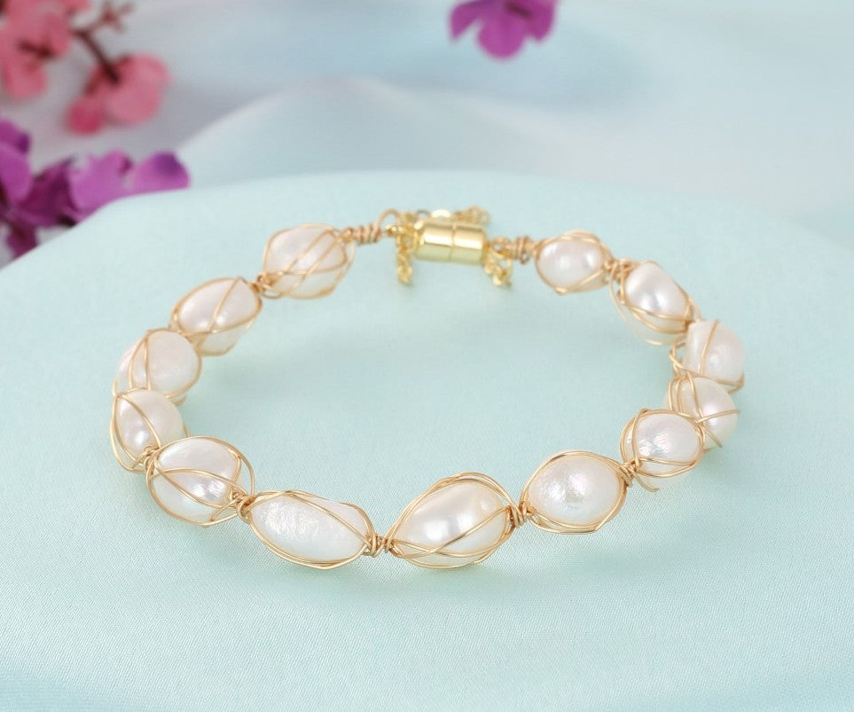 Authentic Real Natural Fresh Water Pearl Bracelet With Certificate(D.No ADBLS322)