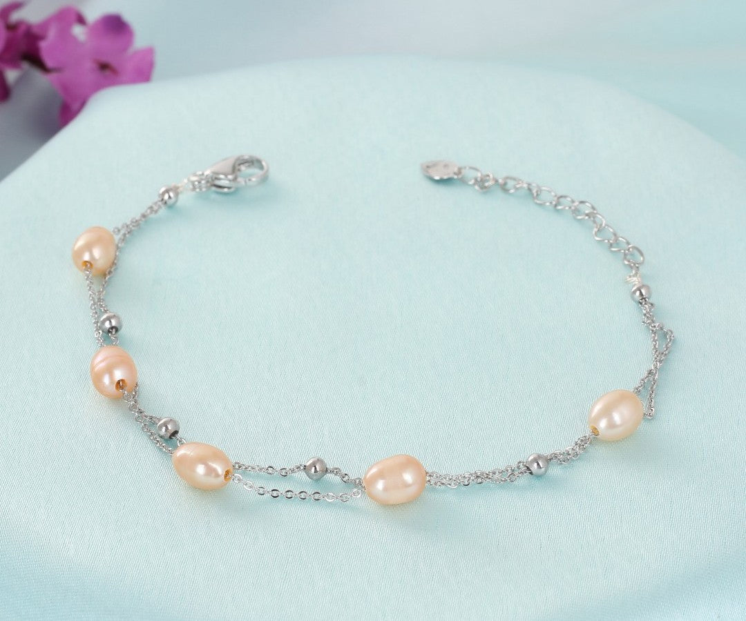 Authentic Real Natural Fresh Water Pearl Bracelet With Certificate(D.No ADBLS324)