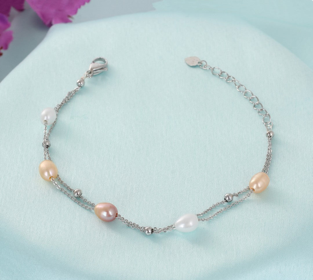 Authentic Real Natural Fresh Water Pearl Bracelet With Certificate(D.No ADBLS325)