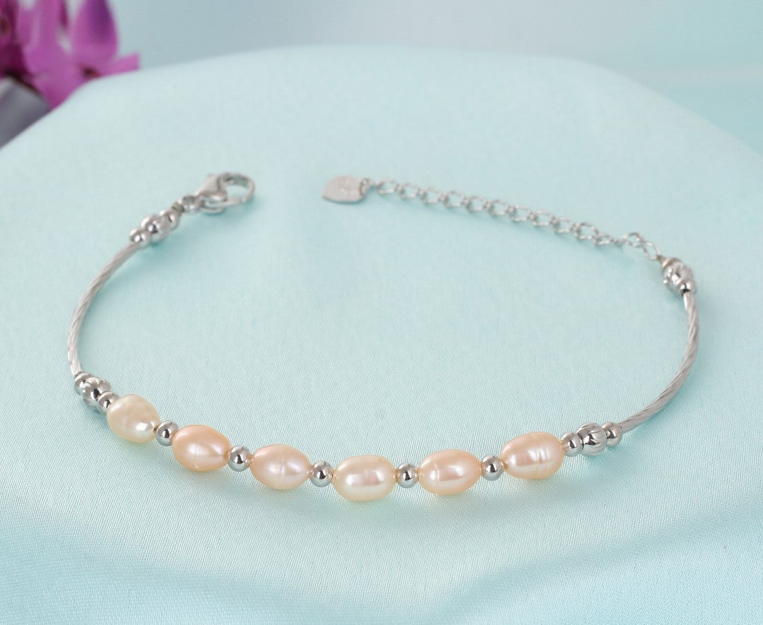 Authentic Real Natural Fresh Water Pearl Bracelet With Certificate(D.No ADBLS326)