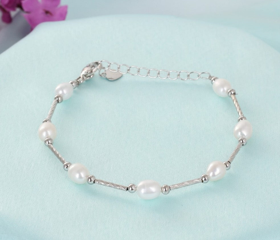 Authentic Real Natural Fresh Water Pearl Bracelet With Certificate(D.No ADBLS329)