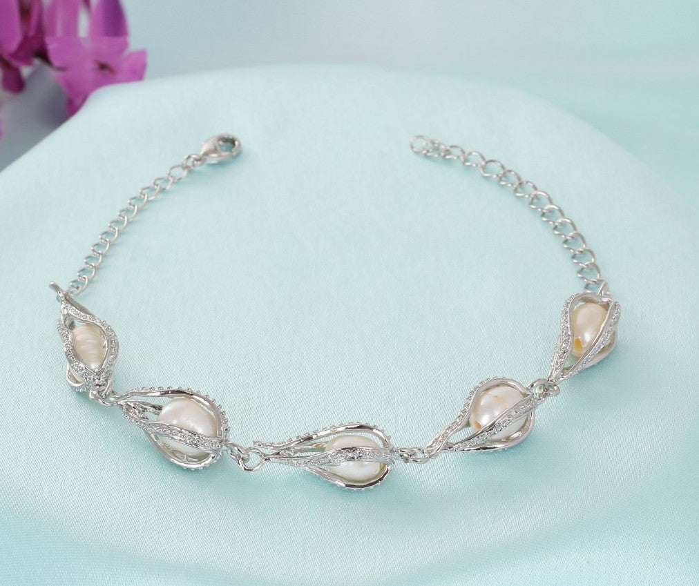 Exclusive Real Natural Fresh Water Pearl Bracelet With Certificate(D.No ADBLS330)