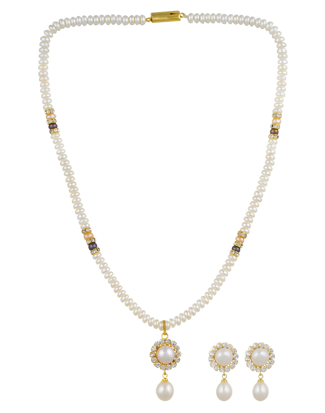 Natural Fresh Water Real Single String Pearl Set With Certificate