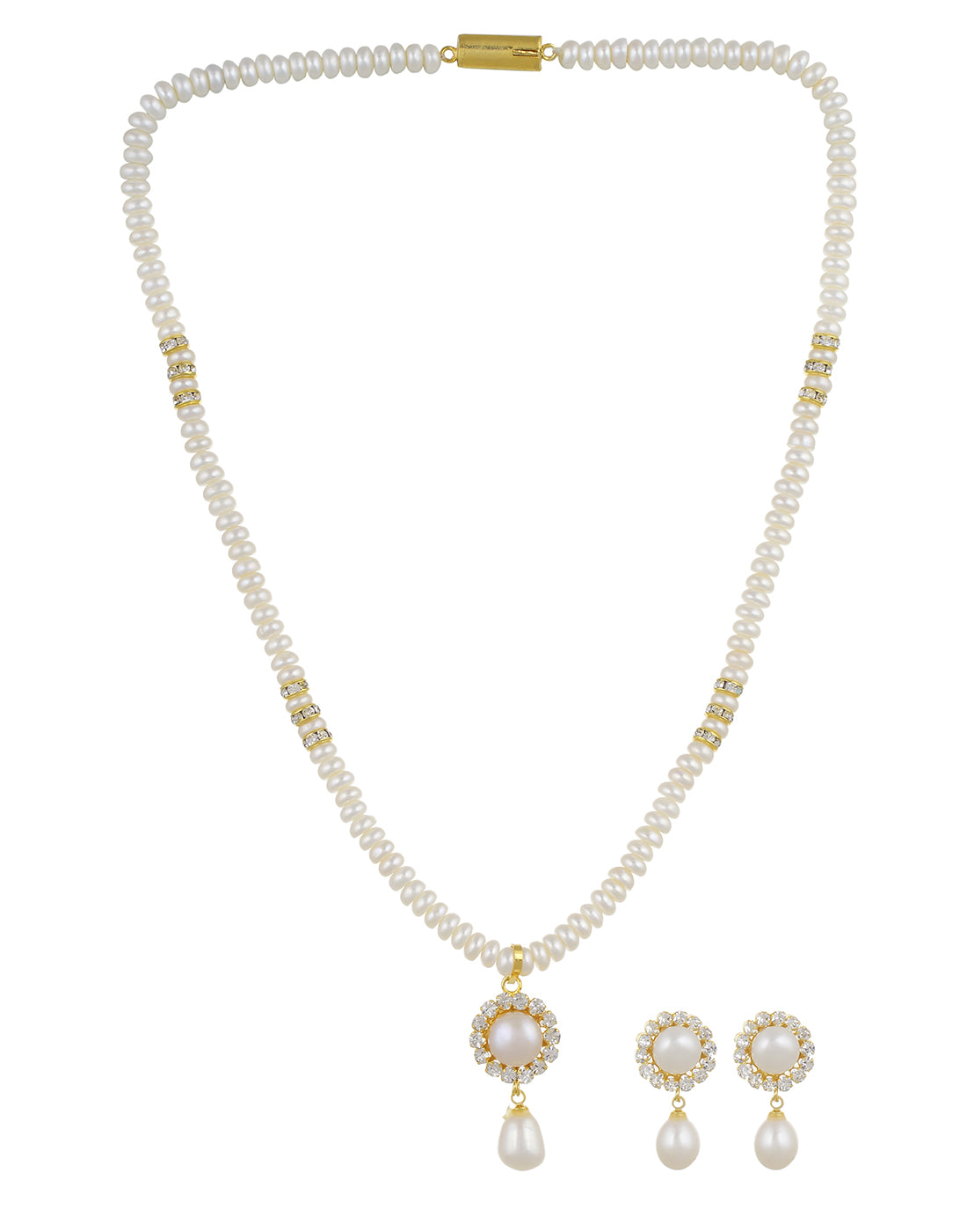 Natural Fresh Water Real Single String Pearl Set With Certificate