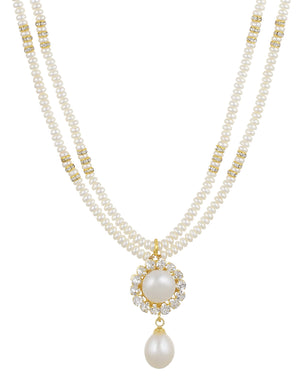 Real Natural Fresh Water Double String Pearl Set With Certificate For Women Girls