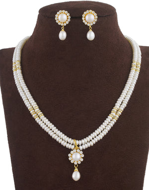 Real Natural Fresh Water Double String Pearl Set With Certificate For Women Girls