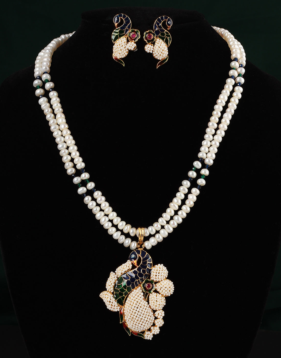 Real Natural Fresh Water Double String Pearl Set With Certificate(D.No ADPRLS1097)