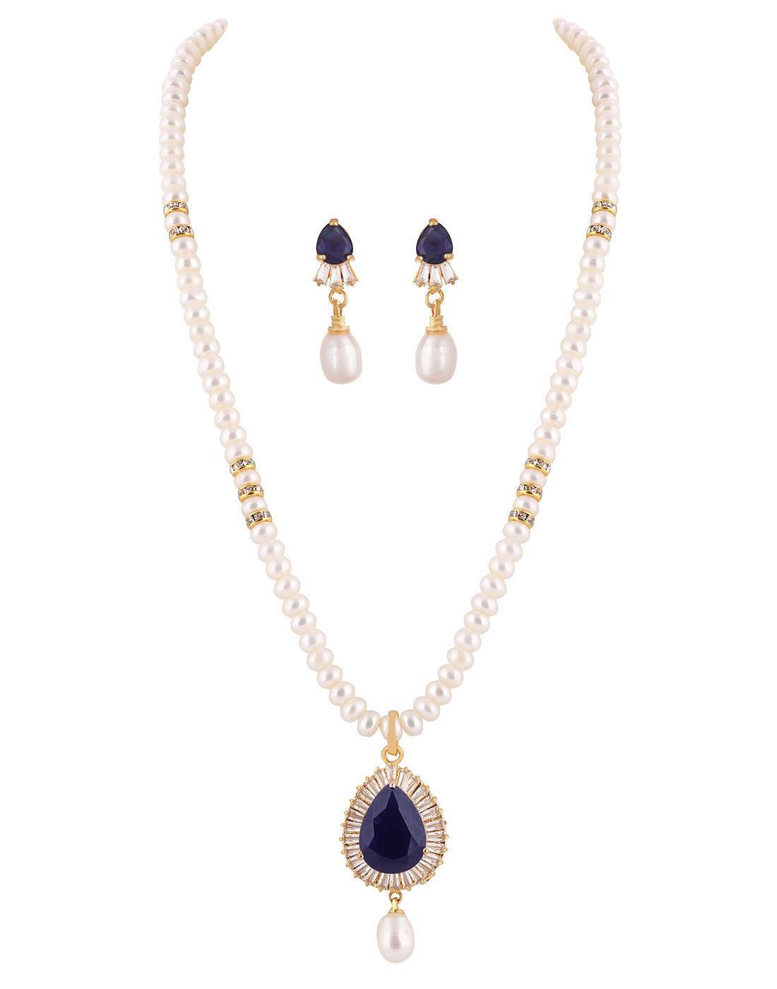 Natural Fresh Water Real Single String Pearl Set With Certificate(D.No ADPRLS116)