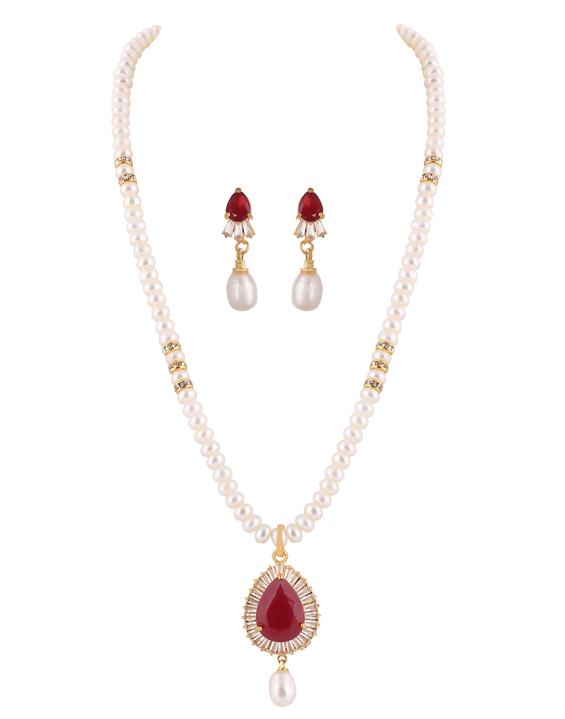 Natural Fresh Water Real Single String Pearl Set With Certificate(D.No ADPRLS117)