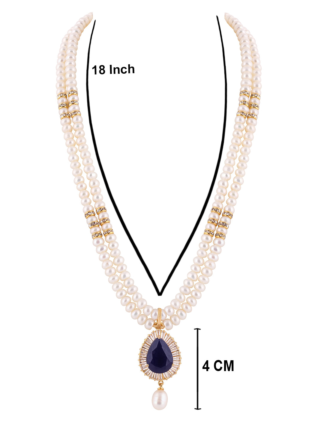 Natural Fresh Water Real Double String Pearl Set With Certificate(D.No ADPRLS119)