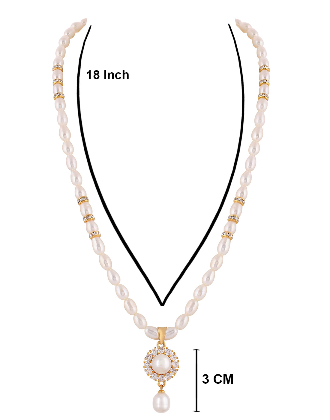 Natural Fresh Water Real Single String Pearl Set With Certificate(D.No ADPRLS123)