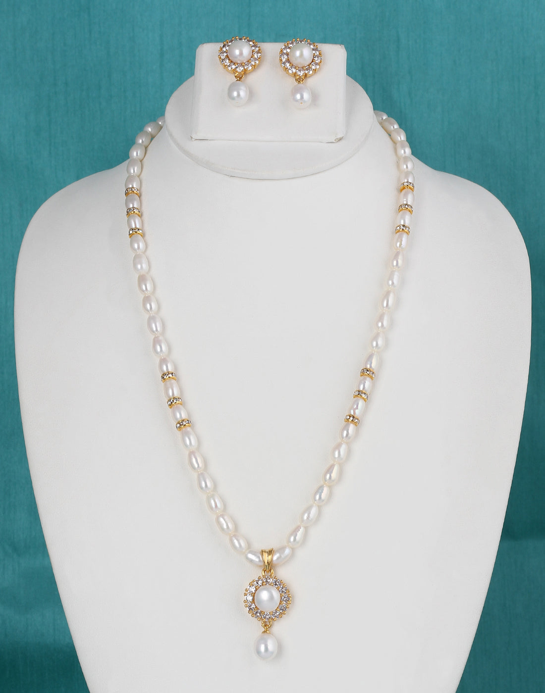 Natural Fresh Water Real Single String Pearl Set With Certificate(D.No ADPRLS123)