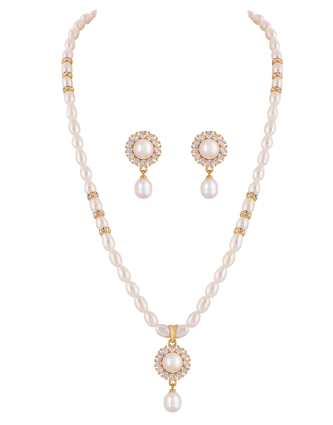 Natural Fresh Water Real Single String Pearl Set With Certificate(D.No ADPRLS123)