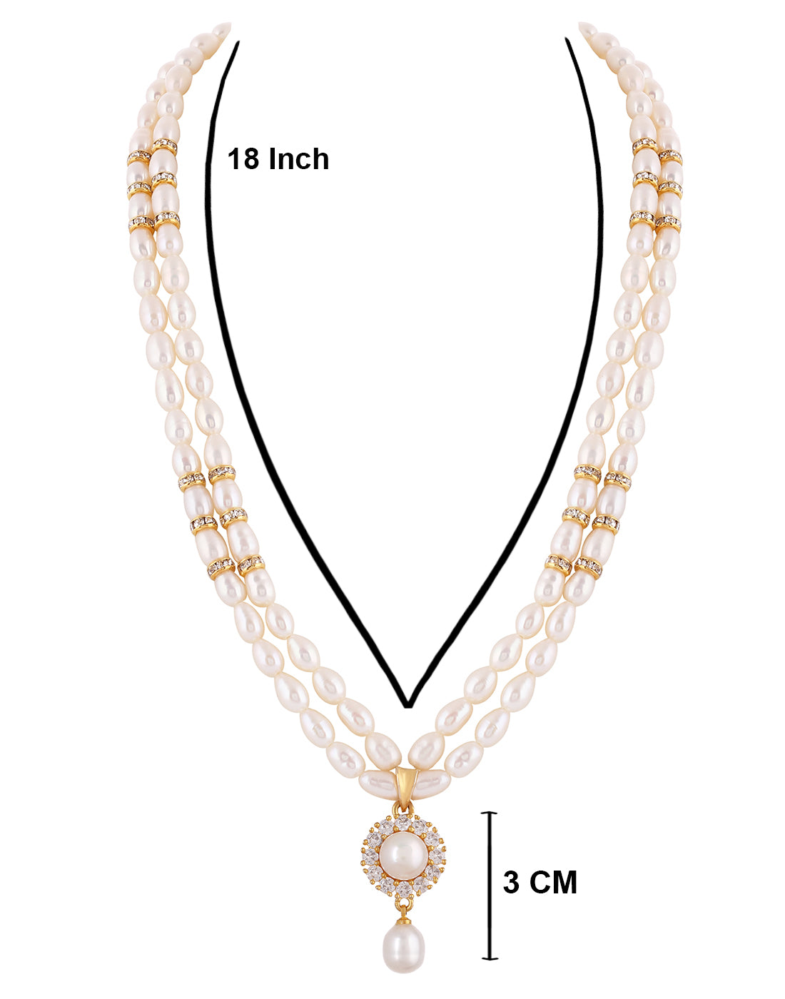 Natural Fresh Water Real Double String Pearl Set With Certificate(D.No ADPRLS124)