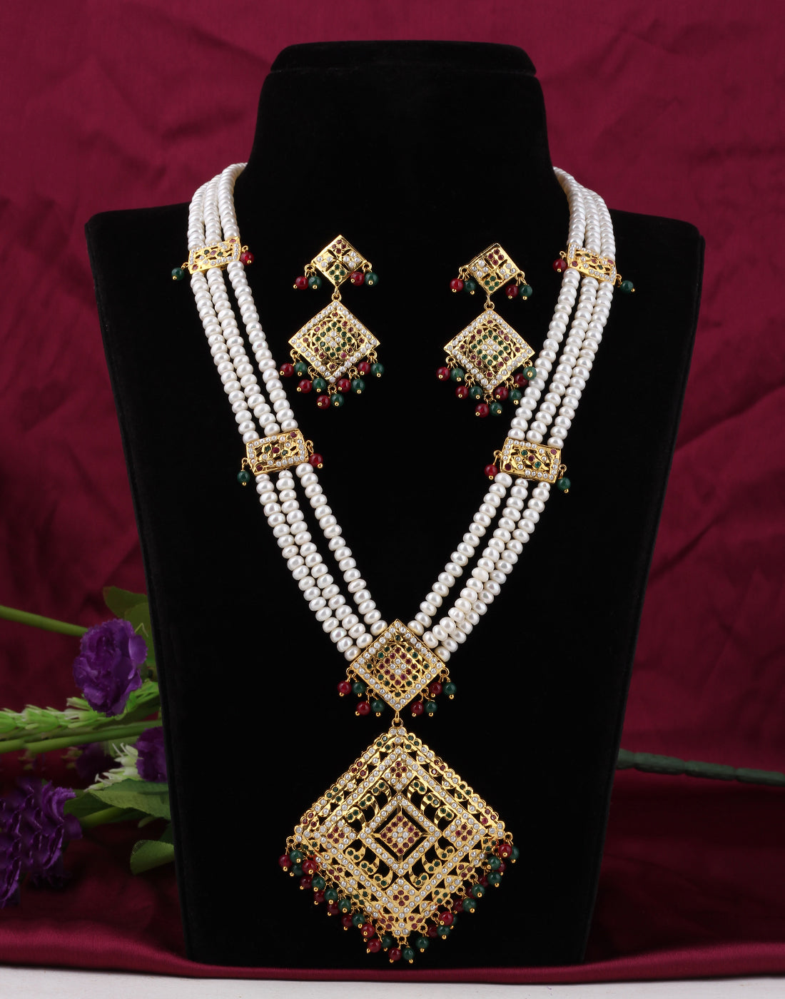 Real Natural Fresh Water Jadoo Rani Haar Pearl Set With Certificate(D.No ADPRLS1304)