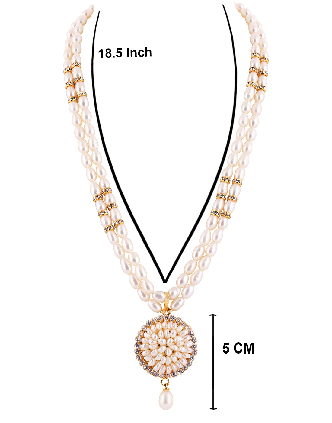 Natural Fresh Water Real Double String Pearl Set With Certificate(D.No ADPRLS131)