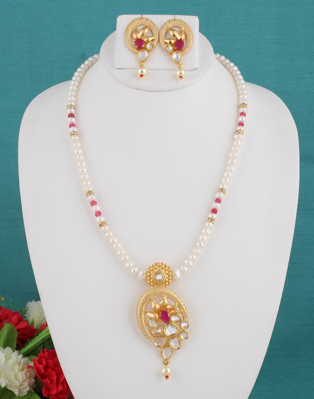 Real Natural Fresh Water Pearl Set With Certificate(D.No ADPRLS1352)