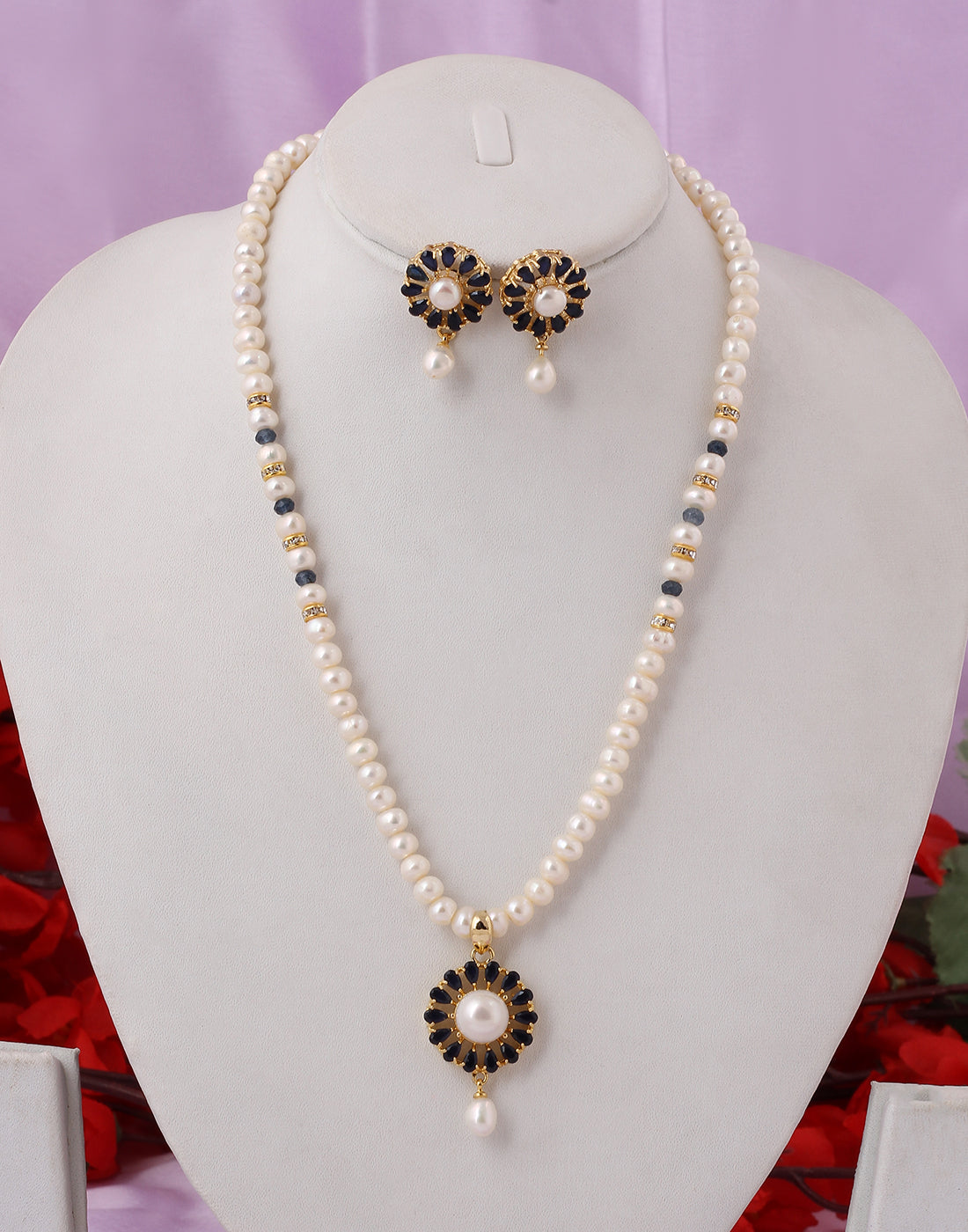 Real Natural Fresh Water Pearl Set With Certificate(D.No ADPRLS1411)