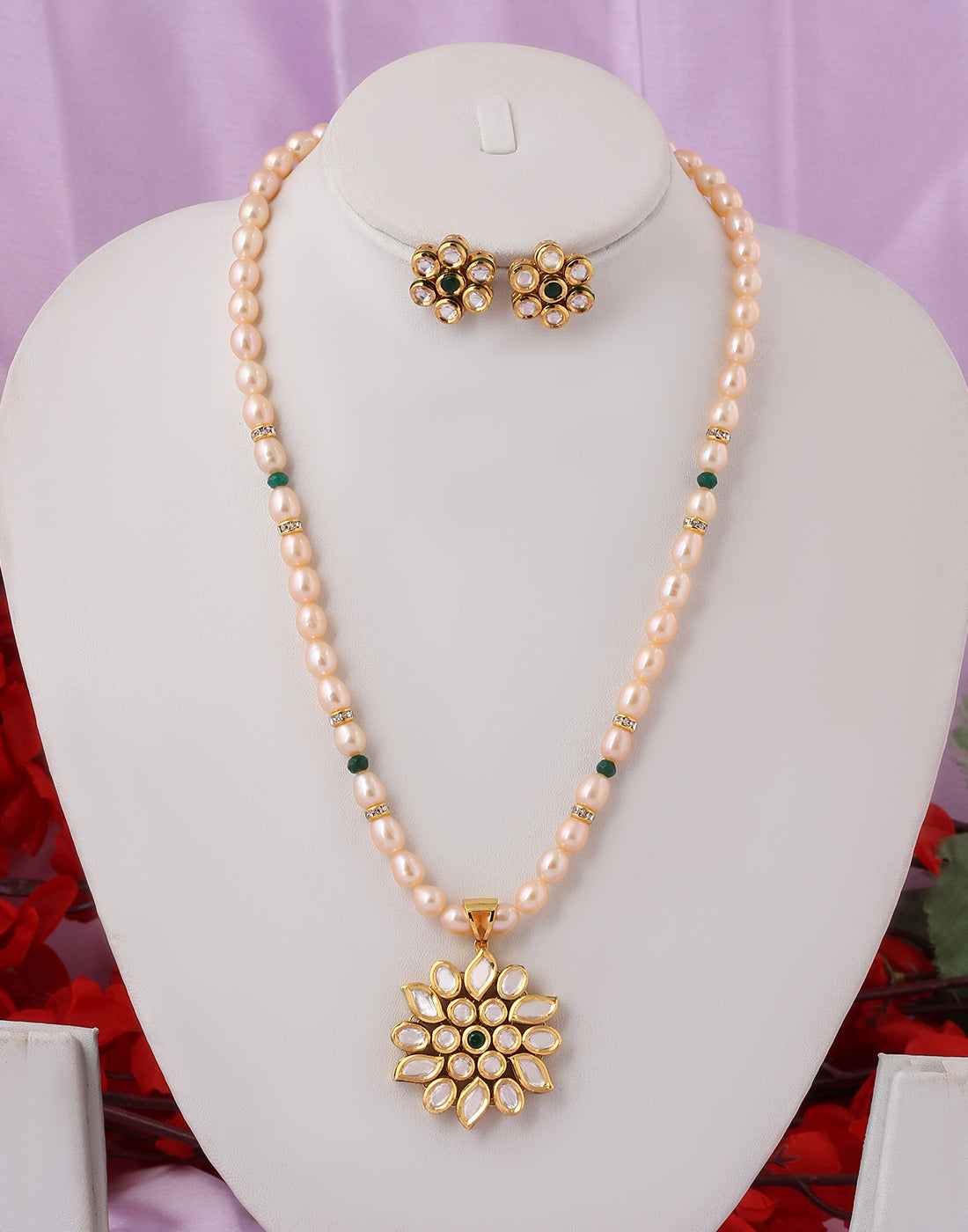 Real Natural Fresh Water Single String Pearl Set With Certificate(D.No ADPRLS1458)