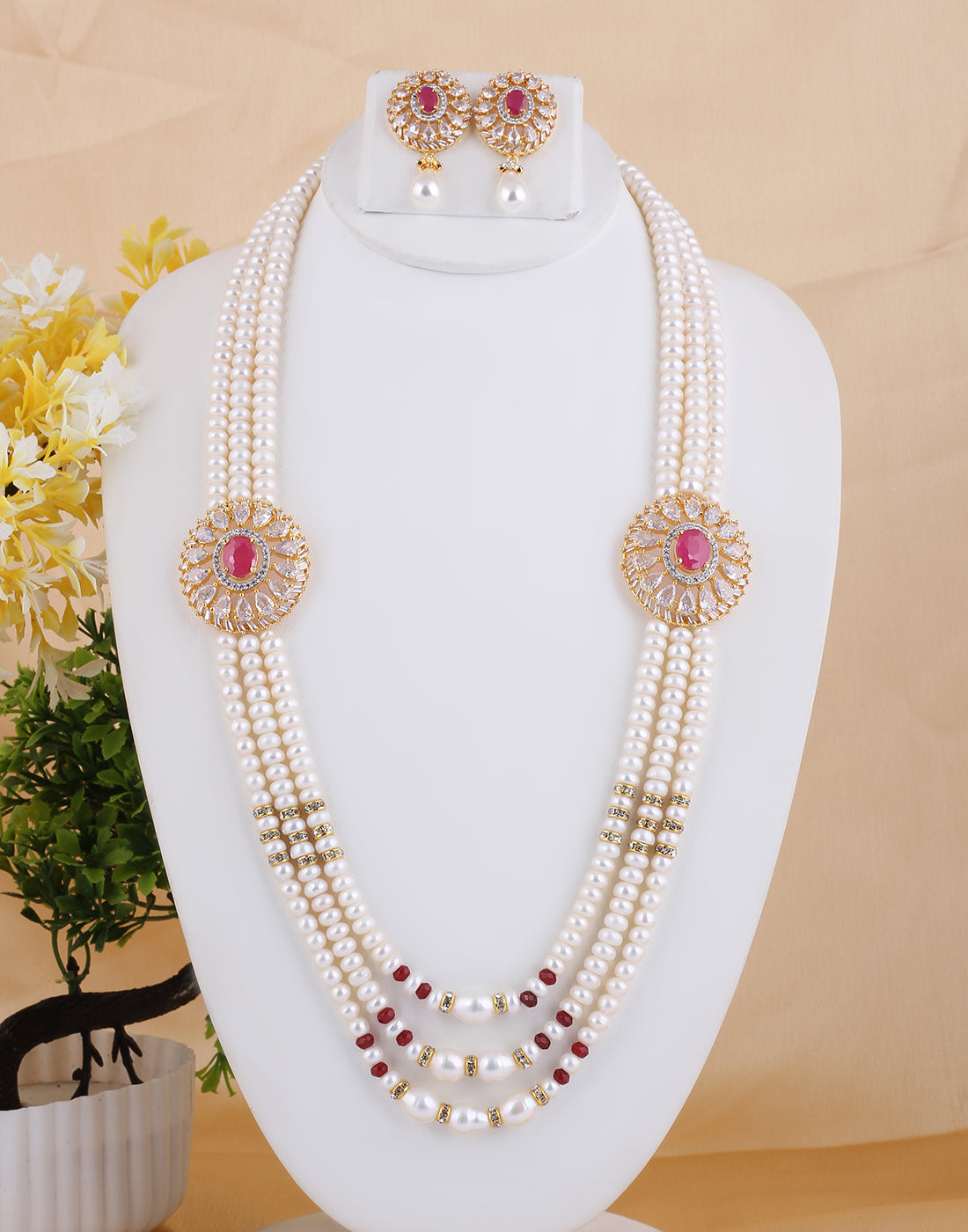 Real Natural Fresh Water Pearl Set With Certificate(D.No ADPRLS1501)