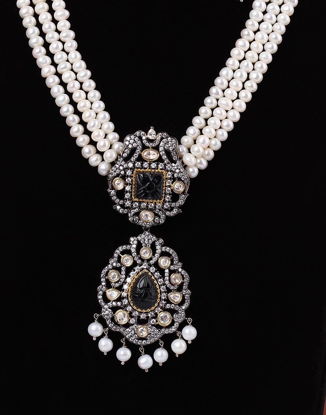 Real Natural Fresh Water Triple String Pearl Set With Certificate(D.No ADPRLS1518)