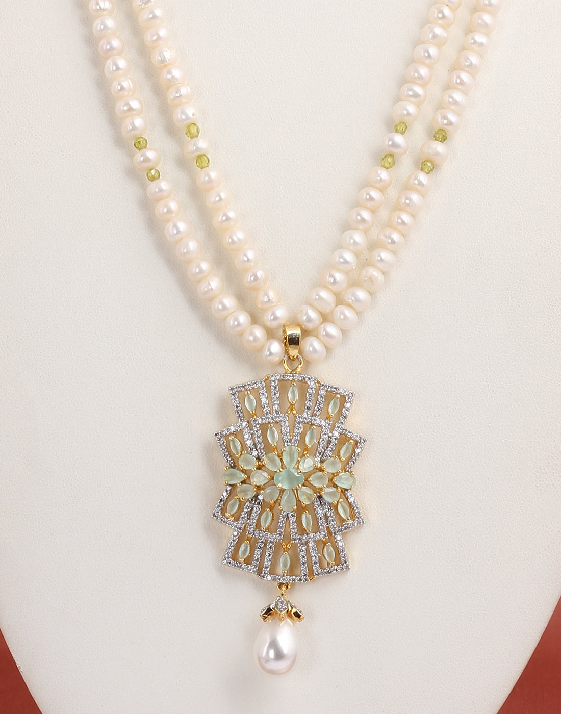 Real Natural Fresh Water Double String Pearl Set With Certificate(D.No ADPRLS1570)