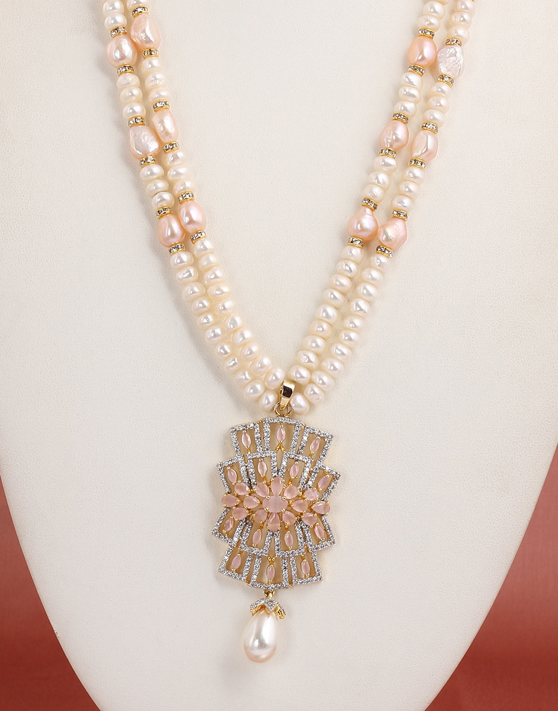 Real Natural Fresh Water Double String Pearl Set With Certificate(D.No ADPRLS1571)