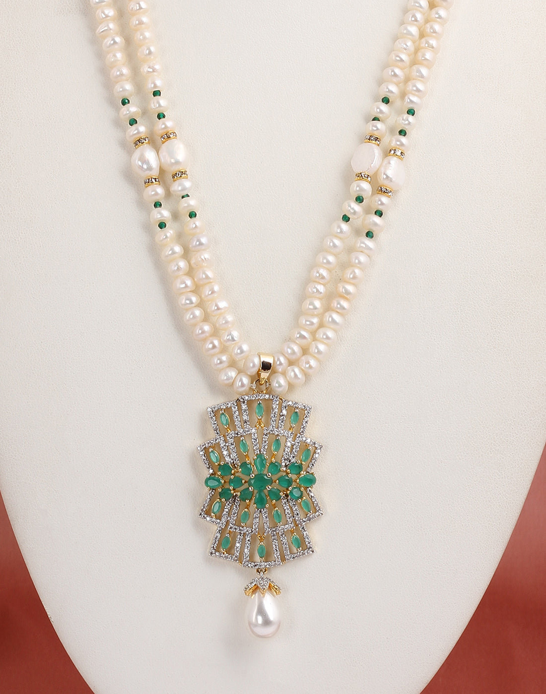 Real Natural Fresh Water Double String Pearl Set With Certificate(D.No ADPRLS1572)