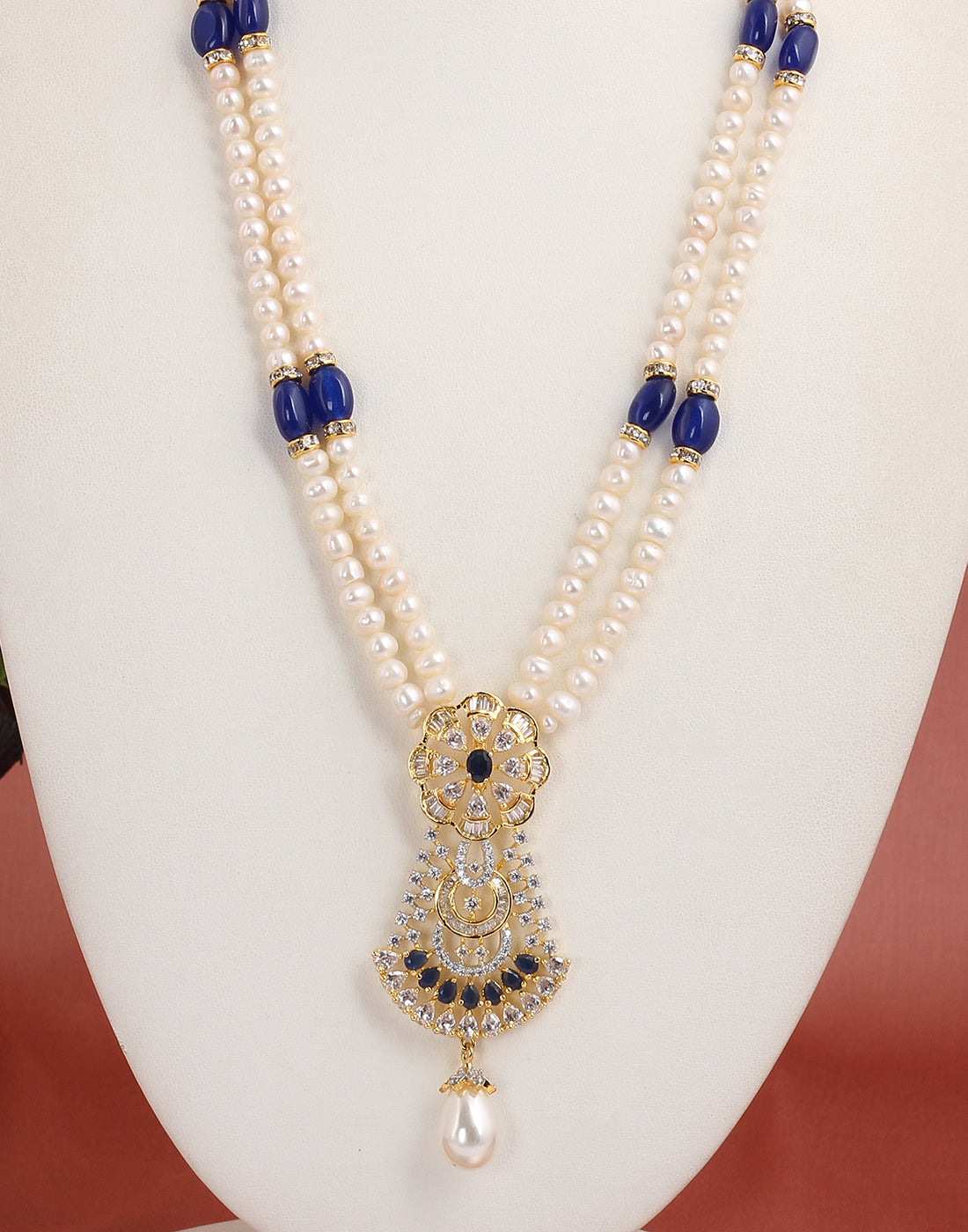 Real Natural Fresh Water Double String Pearl Set With Certificate(D.No ADPRLS1584)