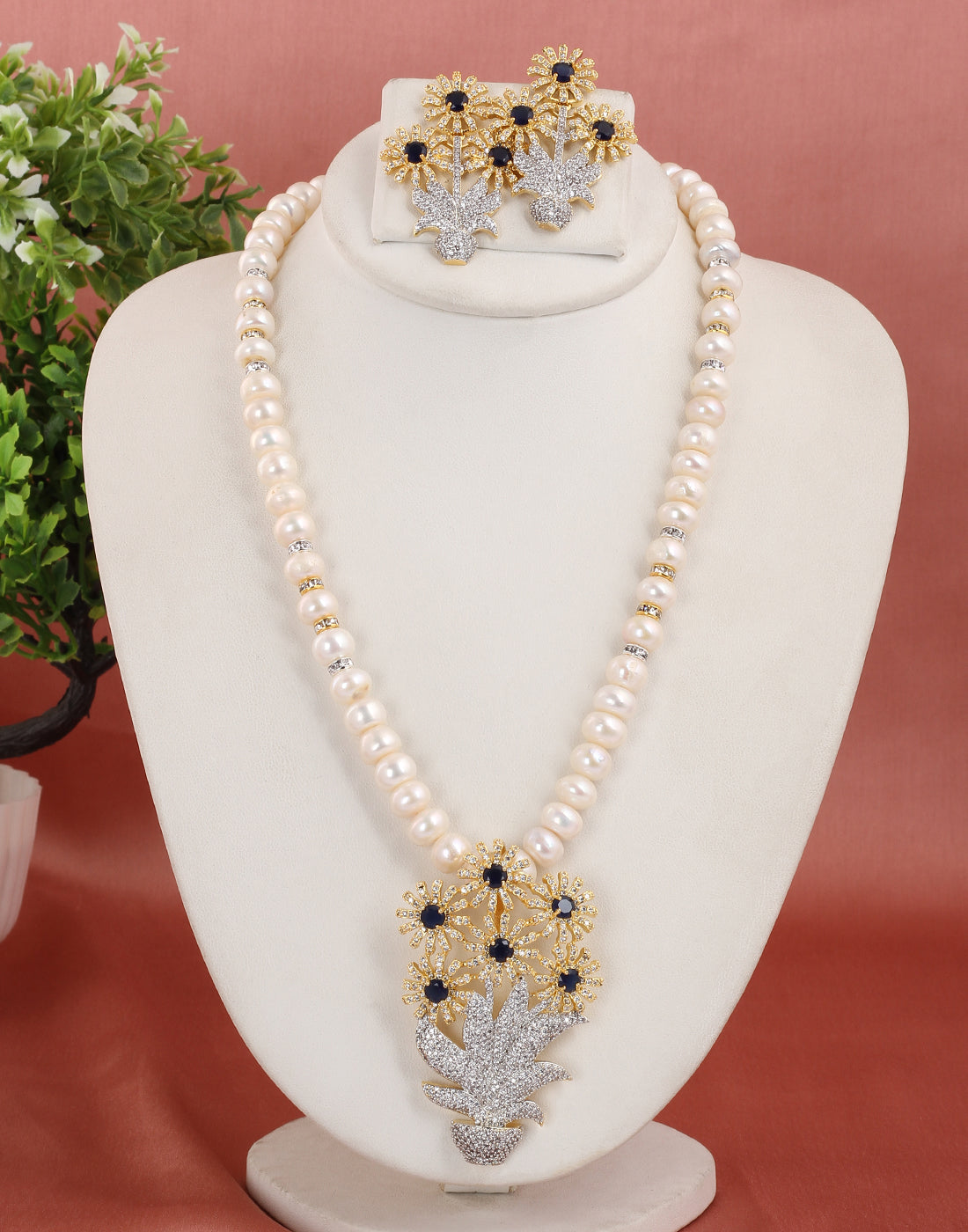 Real Natural Fresh Water Single String Pearl Set With Certificate(D.No ADPRLS1627)