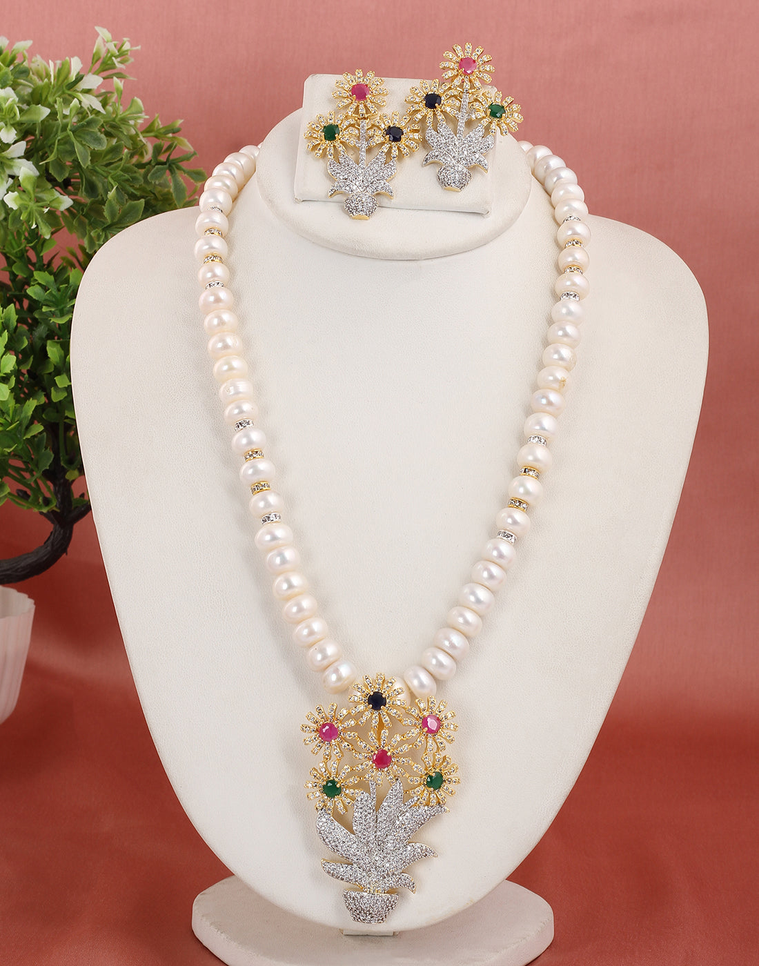 Real Natural Fresh Water Single String Pearl Set With Certificate(D.No ADPRLS1628)