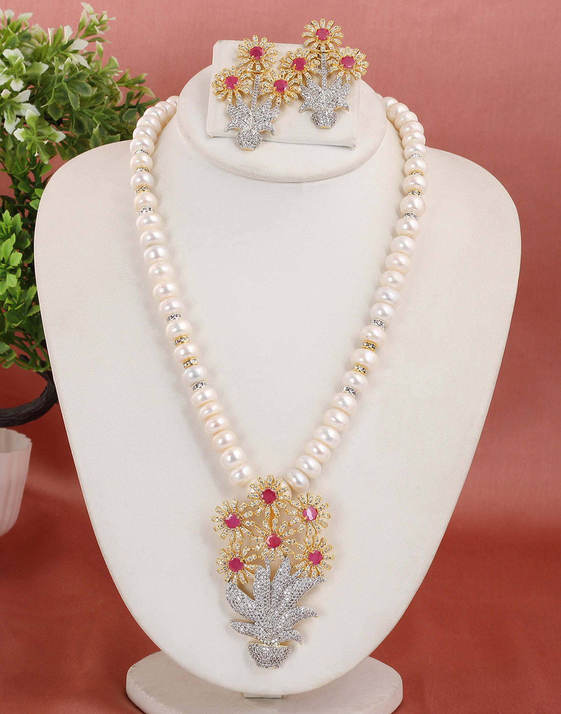 Real Natural Fresh Water Single String Pearl Set With Certificate(D.No ADPRLS1629)