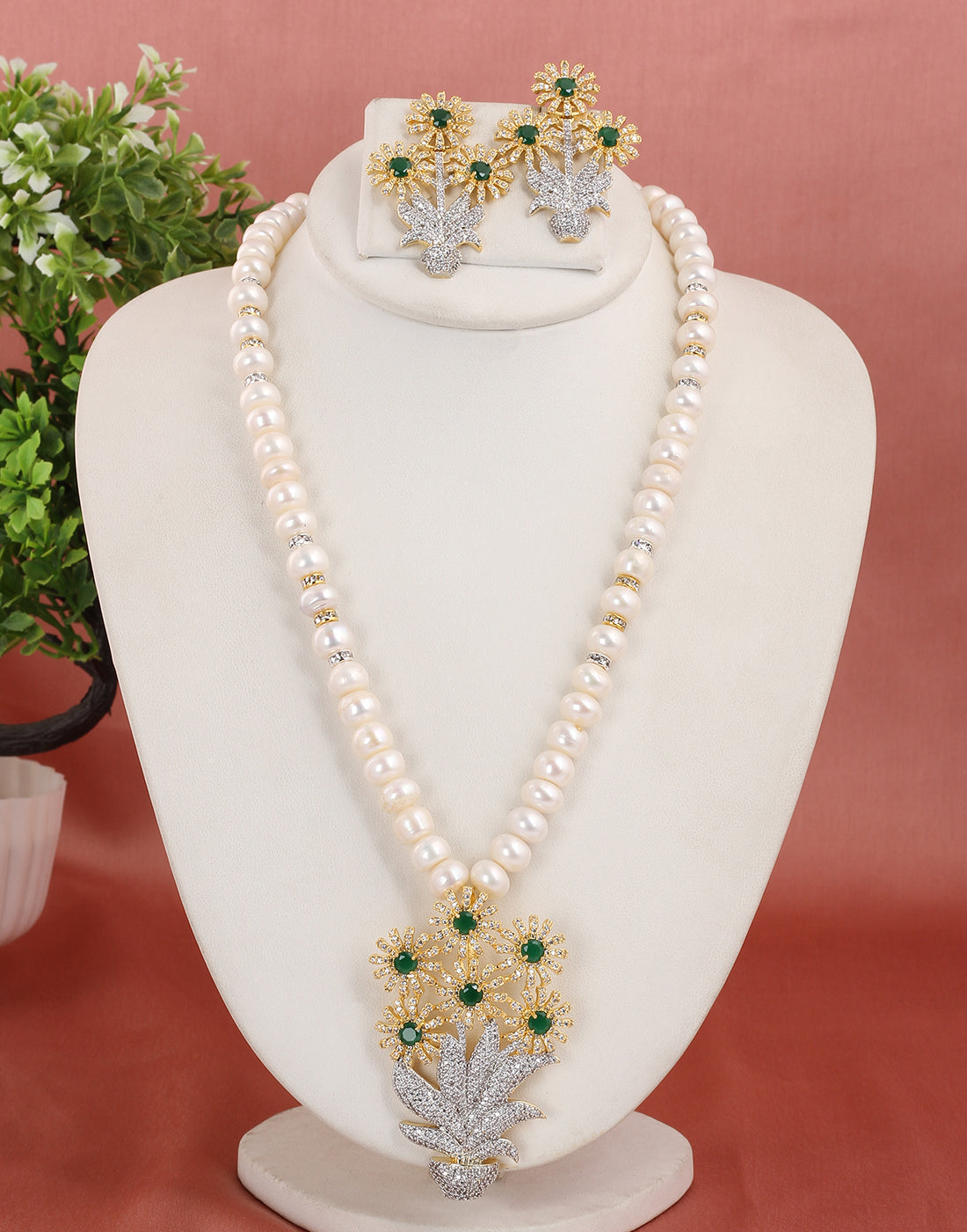 Real Natural Fresh Water Single String Pearl Set With Certificate(D.No ADPRLS1630)
