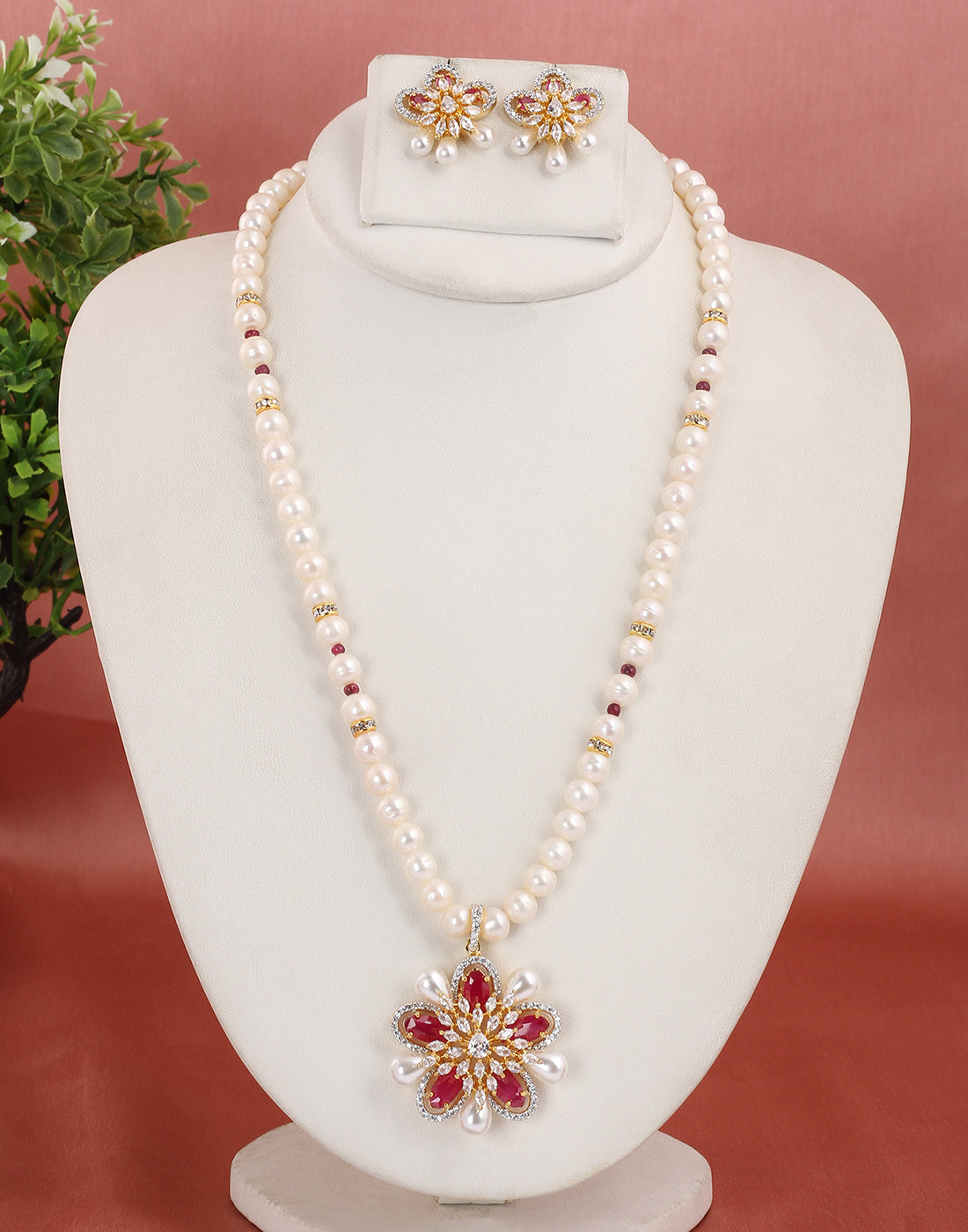 Real Natural Fresh Water Single String Pearl Set With Certificate(D.No ADPRLS1635)