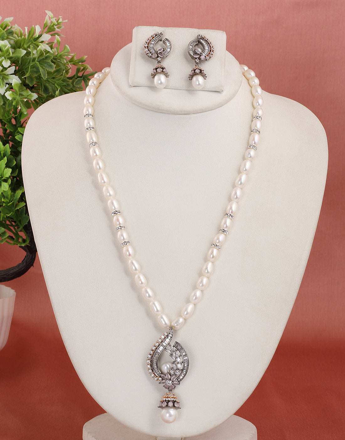 Real Natural Fresh Water Single String Pearl Set With Certificate(D.No ADPRLS1640)