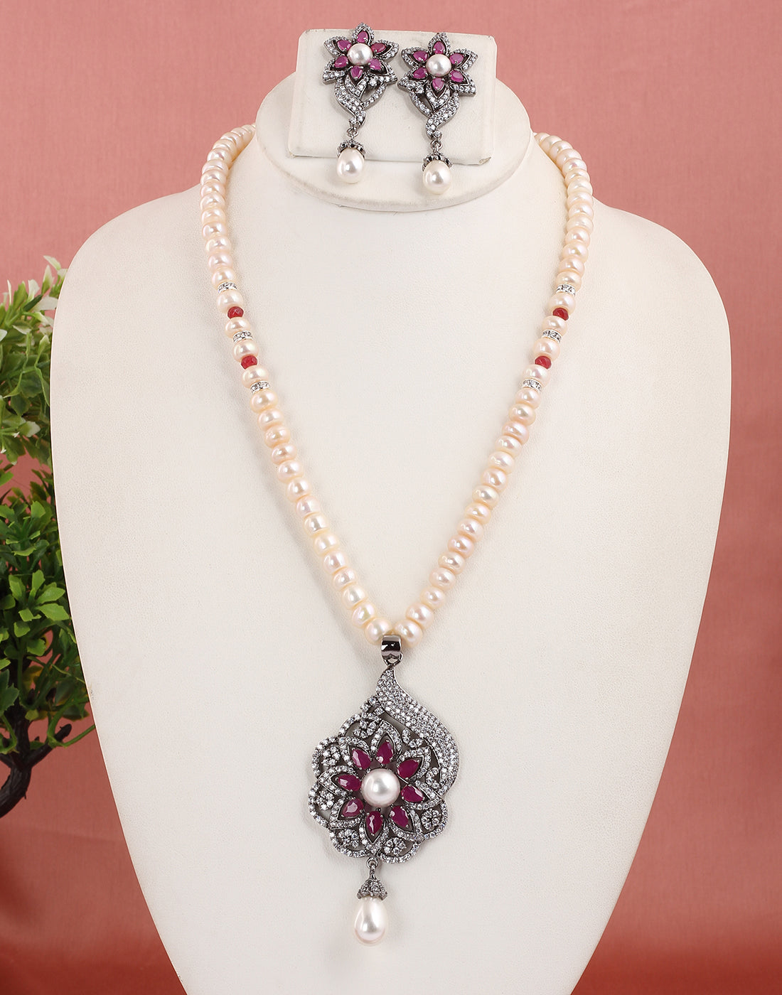 Real Natural Fresh Water Single String Pearl Set With Certificate(D.No ADPRLS1648)
