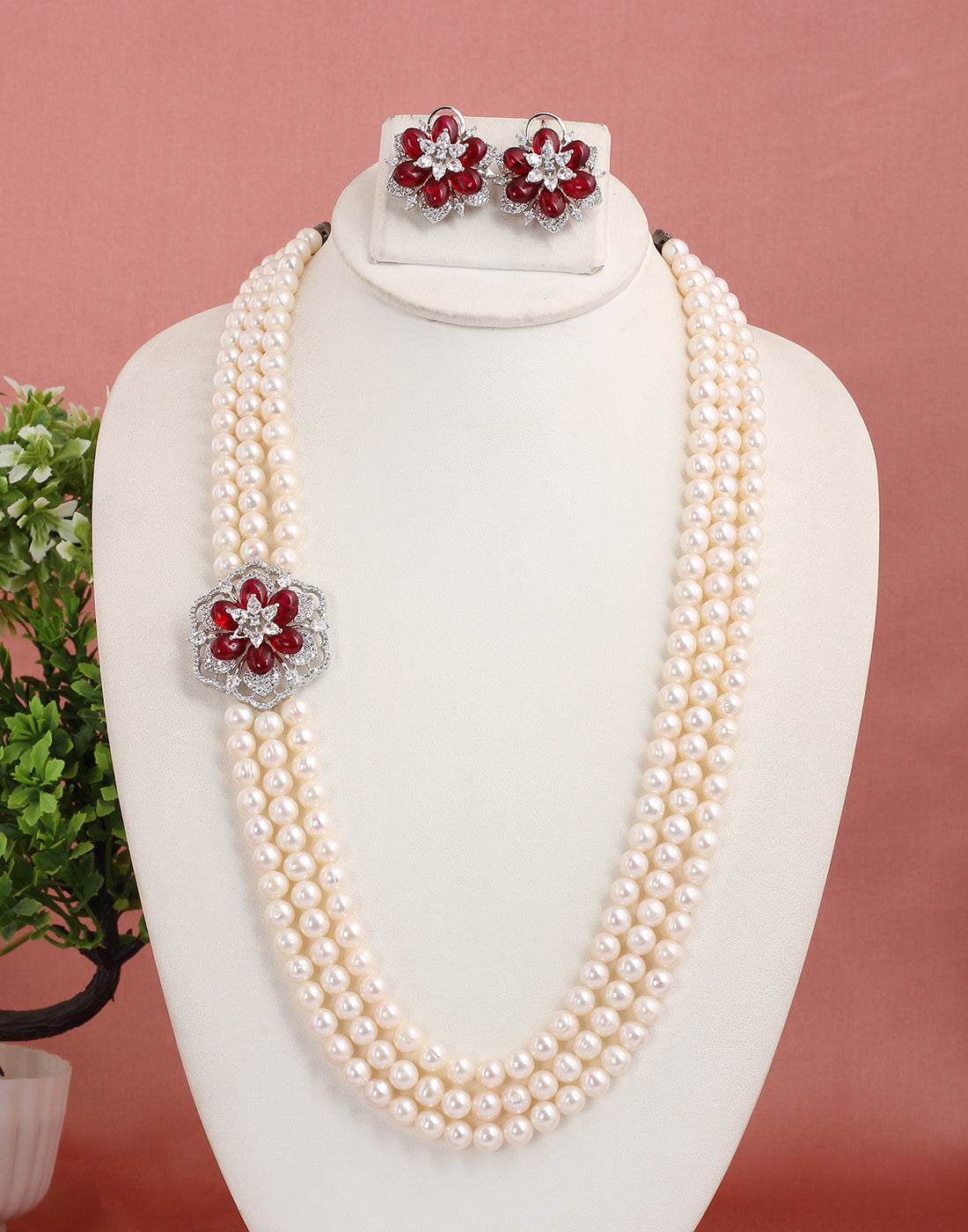 Real Natural Fresh Water Pearl Set With Certificate(D.No ADPRLS1669)