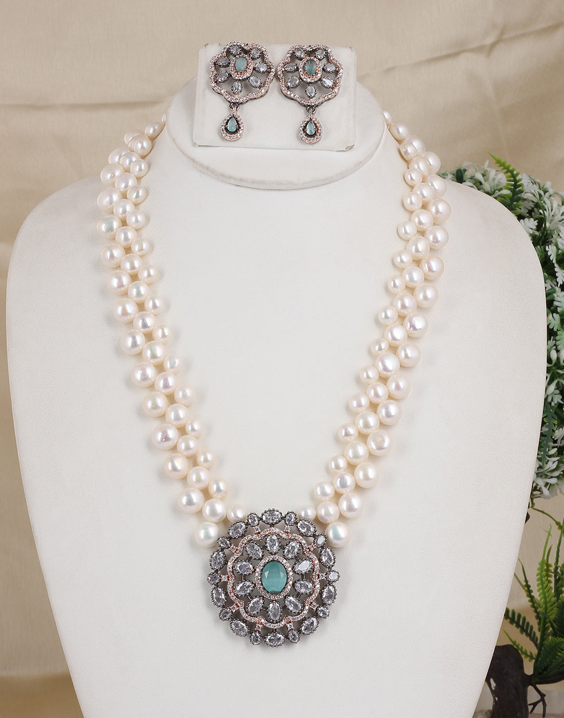 Natural Fresh Water Real Button Pearl Set With Certificate(D.No ADPRLS1691)