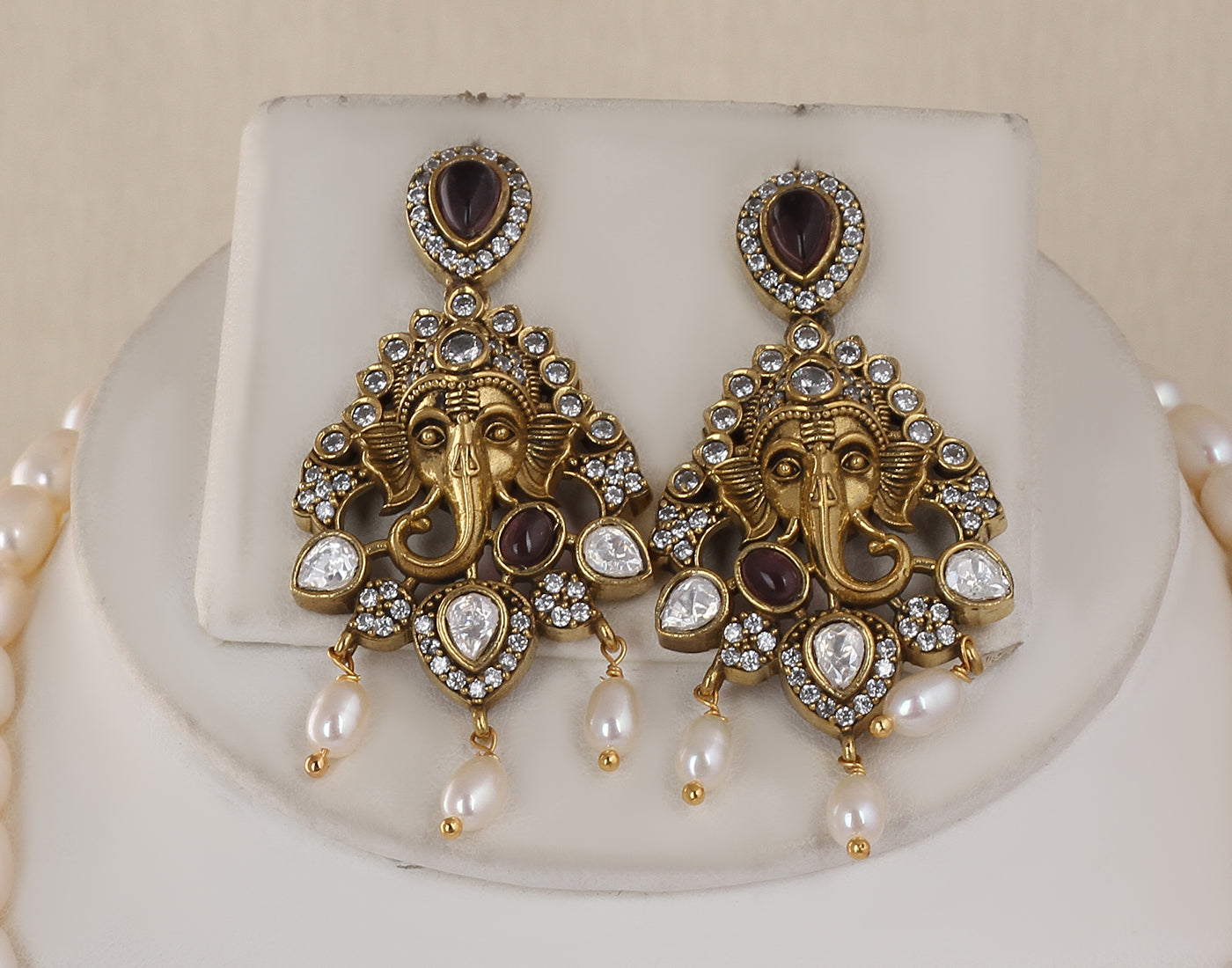 Real Natural Fresh Water Double String Pearl Set With Certificate(D.No ADPRLS1738)