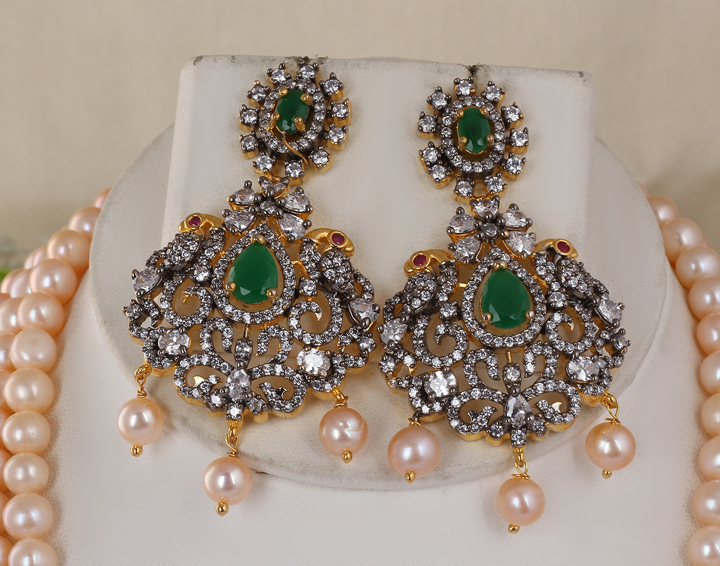 Real Natural Fresh Water Triple String Pearl Set With Certificate(D.No ADPRLS1743)