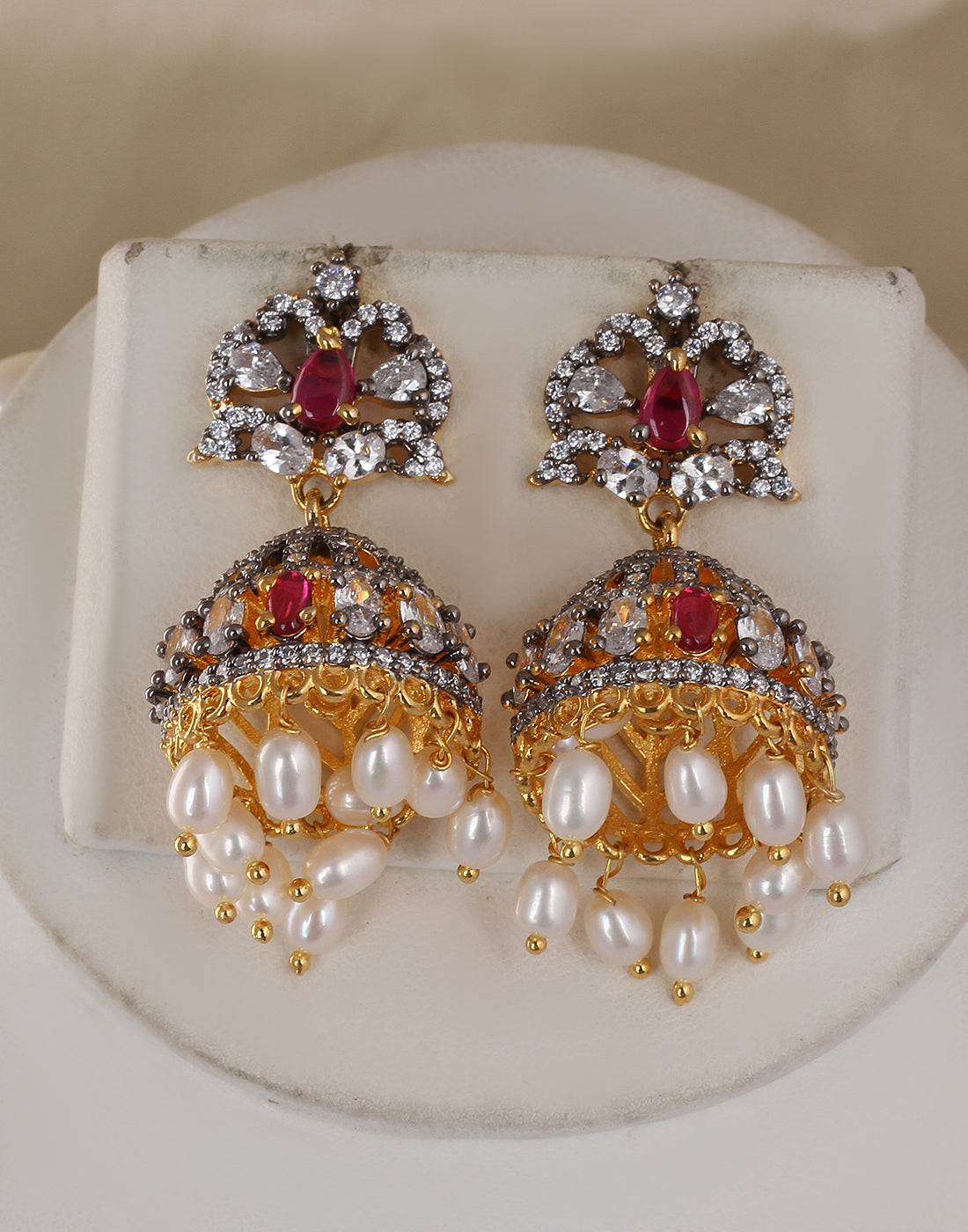 Real Natural Fresh Water Triple String Barook Pearl Set With Certificate(D.No ADPRLS1745)